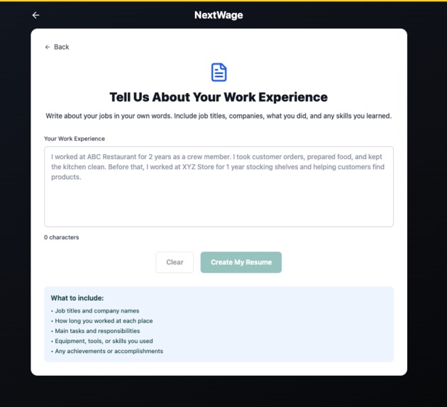 NextWage: AI Resume Builder for Frontline Workers – screenshot 10