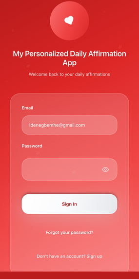 Personalized Daily Affirmation Mobile App – screenshot 1