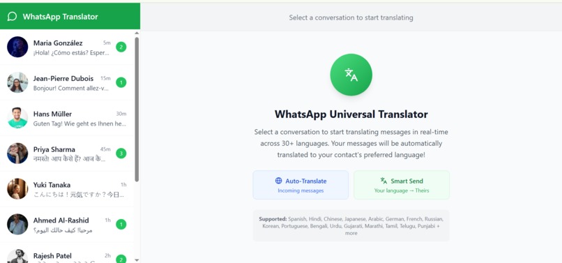 WhatsApp Universal Translator-web extension – screenshot 2