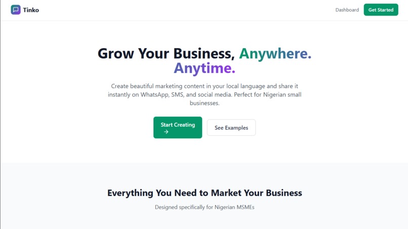 Tinko – Content Marketing Studio for Nigerian MSMEs – screenshot 1