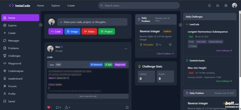 InstaCode – screenshot 2