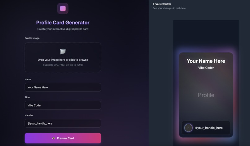 Profile Card Generator – screenshot 1