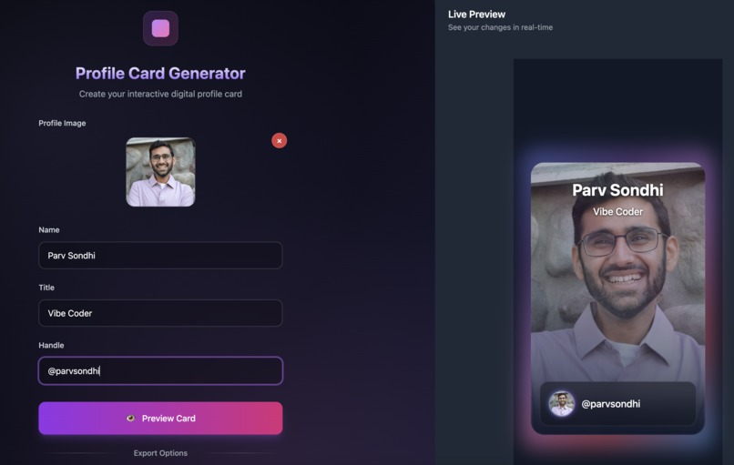 Profile Card Generator – screenshot 2