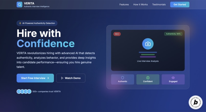 Verita–The 1st Autonomous Authenticity-Based Interview Agent – screenshot 1
