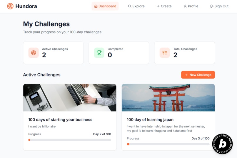 Hundora - focused space to build habits for 100 days. – screenshot 3