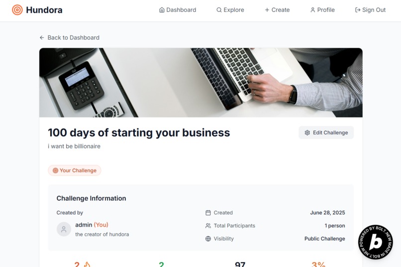 Hundora - focused space to build habits for 100 days. – screenshot 4