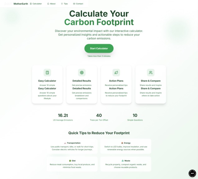 The Mother Earth - Personal Carbon Emission Calculator – screenshot 1