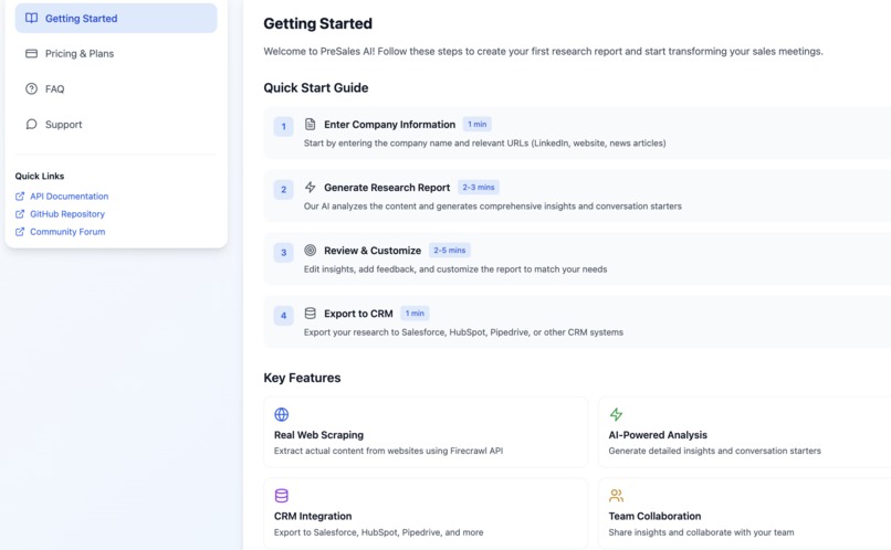 Glance Pre-Sales AI Agent – screenshot 1