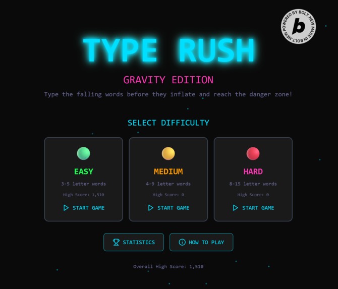 TypeRush: Gravity Edition – screenshot 1