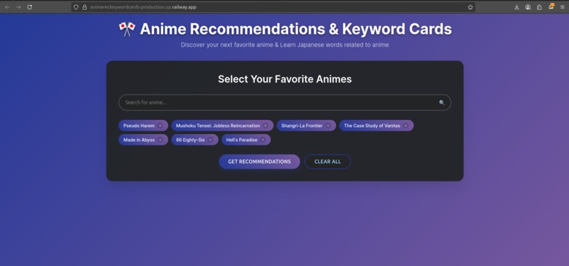 Anime Recommendation & Keyword Cards – screenshot 3