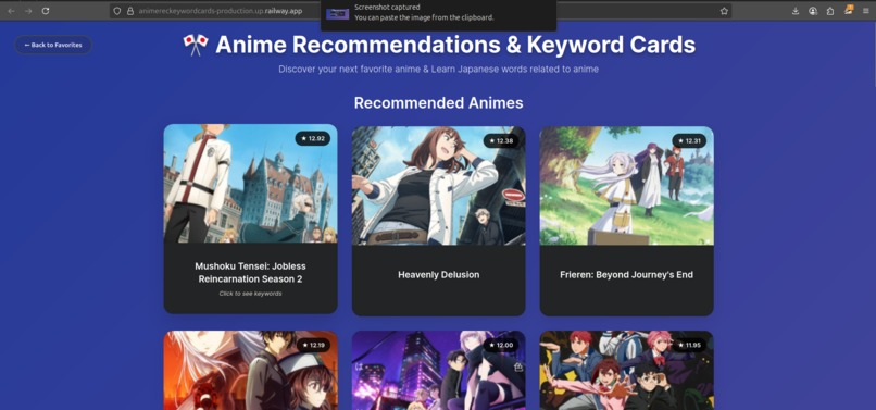 Anime Recommendation & Keyword Cards – screenshot 1