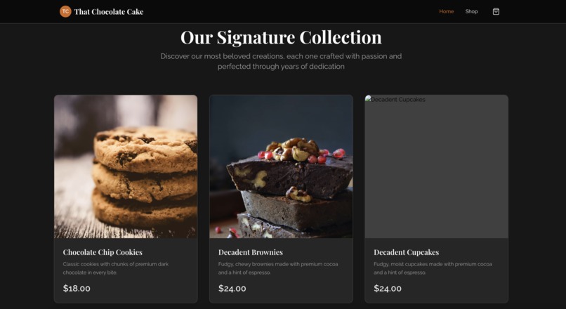 That Chocolate Cake – E-commerce Store – screenshot 2