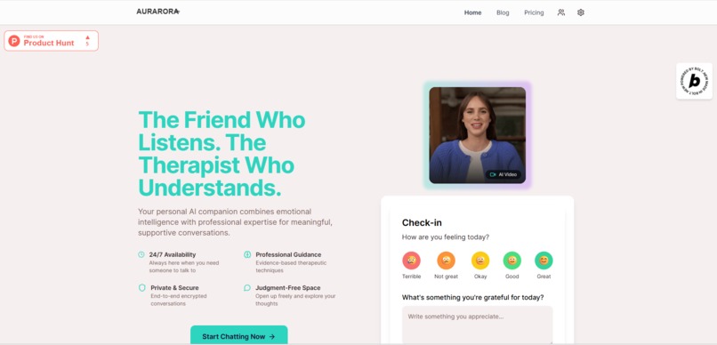 Aurarora – Your Always-On AI Therapist & Companion – screenshot 1