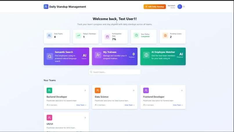 Daily standup management – screenshot 1