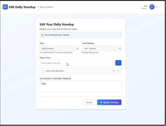 Daily standup management – screenshot 2