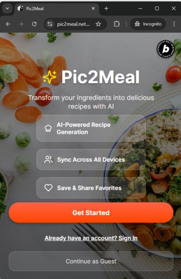 Pic2Meal – screenshot 1