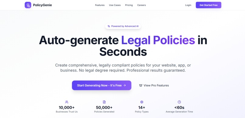 PolicyGenie – Privacy, Terms & Cookie Policies in 60 Seconds – screenshot 2