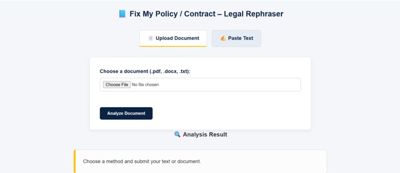 Fix My Policy – AI Legal Rephraser – screenshot 1