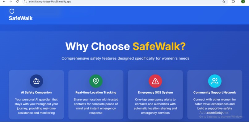 SafeWalk - Women’s Safety Web App – screenshot 2