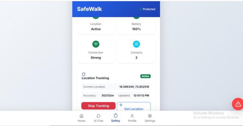 SafeWalk - Women’s Safety Web App – screenshot 3