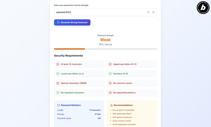 Strong Password Tester | Password Analyzer – screenshot 3