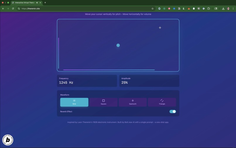 theremin.site – screenshot 2