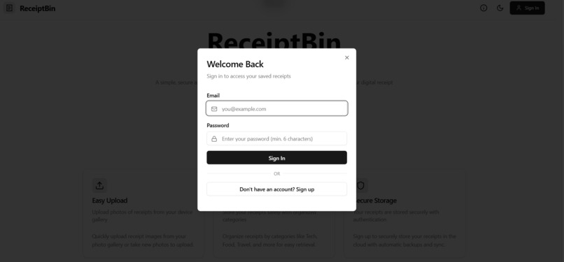 ReceiptBin – screenshot 1
