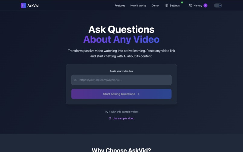 AskVid – Ask Questions About Any Video – screenshot 1