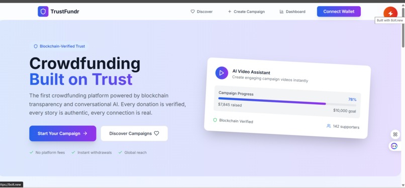 TrustFundr – A Transparent Crowdfunding Platform  – screenshot 1