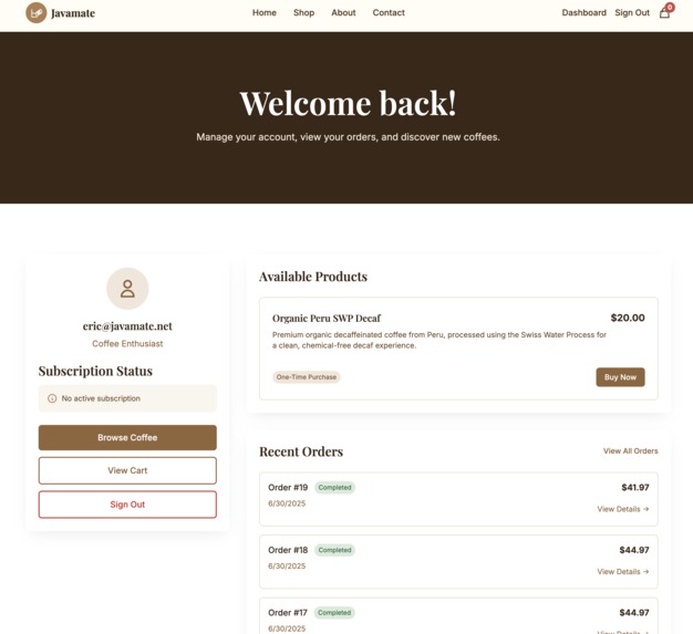 Javamate Coffee Roasters e-commerce site – screenshot 3