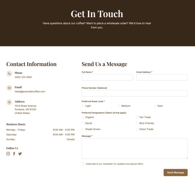 Javamate Coffee Roasters e-commerce site – screenshot 5