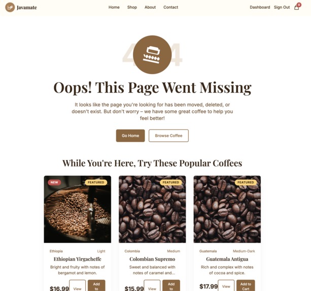 Javamate Coffee Roasters e-commerce site – screenshot 6