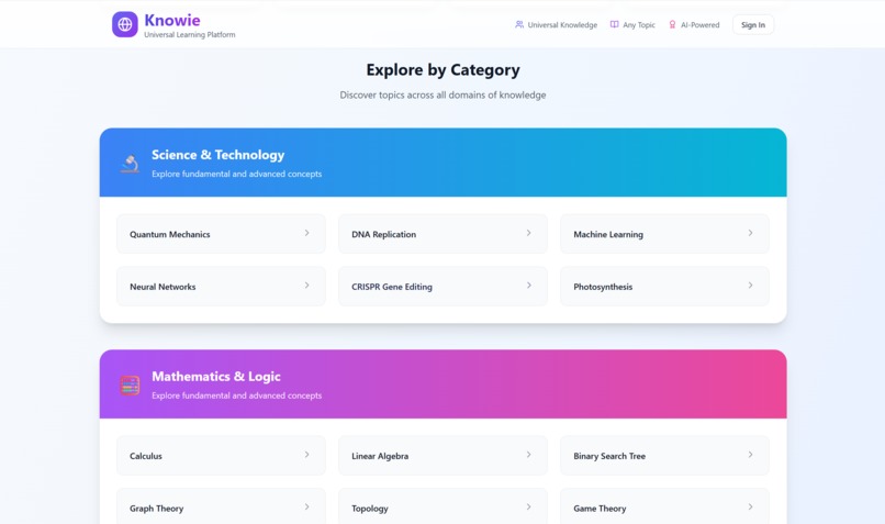 Knowie - Universal Learning Platform – screenshot 2