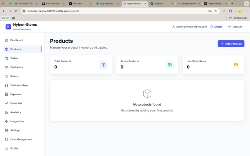 Nyben-Stores Admin – screenshot 1