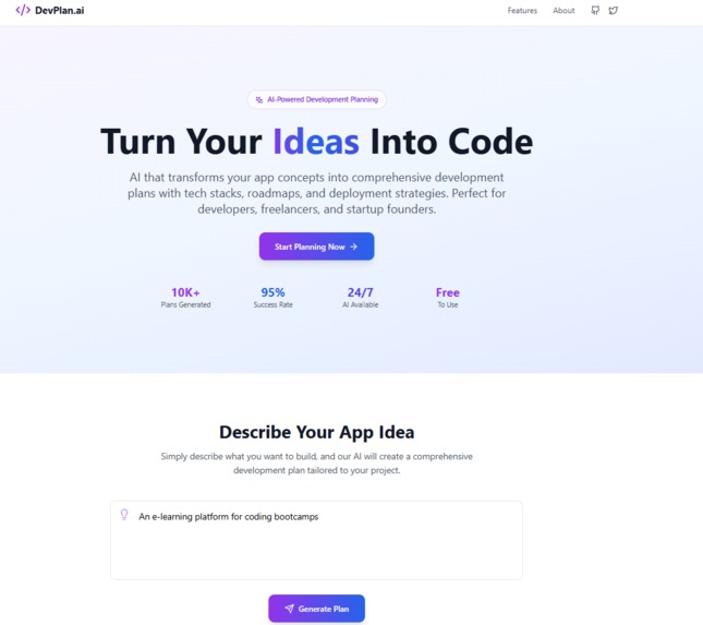 DevPlan.ai — From idea to plan in 1s – screenshot 2