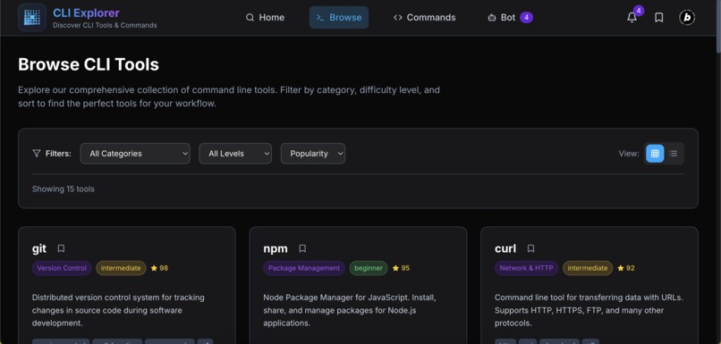 CLI Explorer – screenshot 2