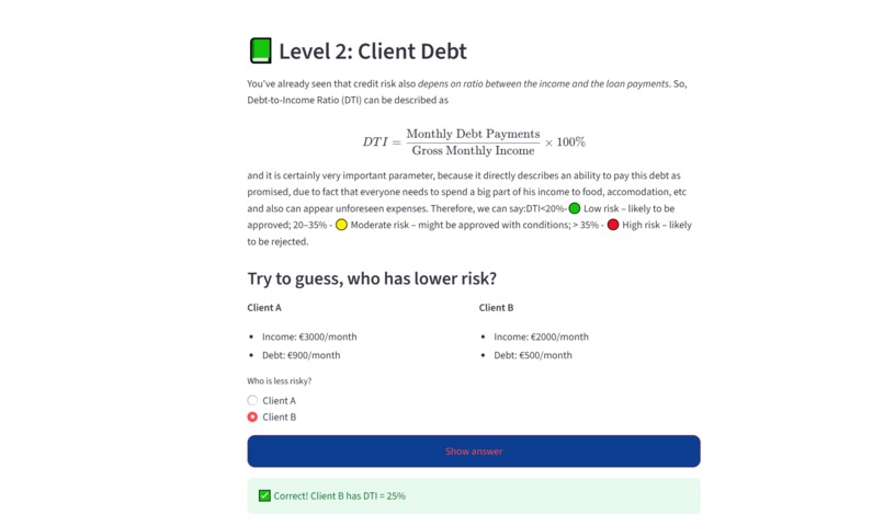 Credit Risk Game – screenshot 1