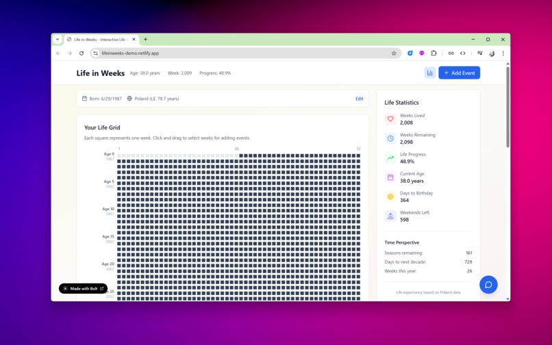 Life in Weeks – screenshot 2