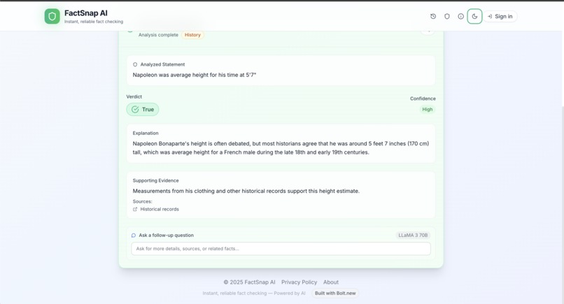 FactSnap – AI Powered Fact-Checking App – screenshot 3