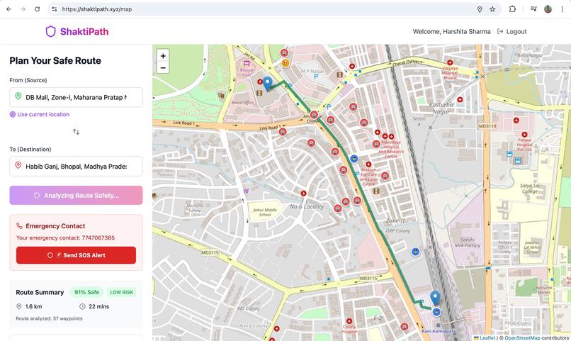 ShaktiPath - a time-aware safe-route planner – screenshot 5