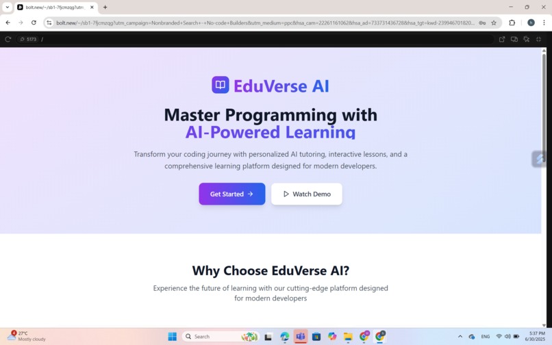 EduVerse AI–Your Personalized AITeacher for Smarter Learning – screenshot 1