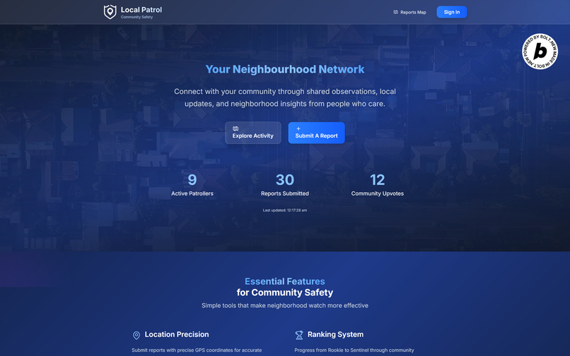 Local Patrol | Community Report Platform – screenshot 1