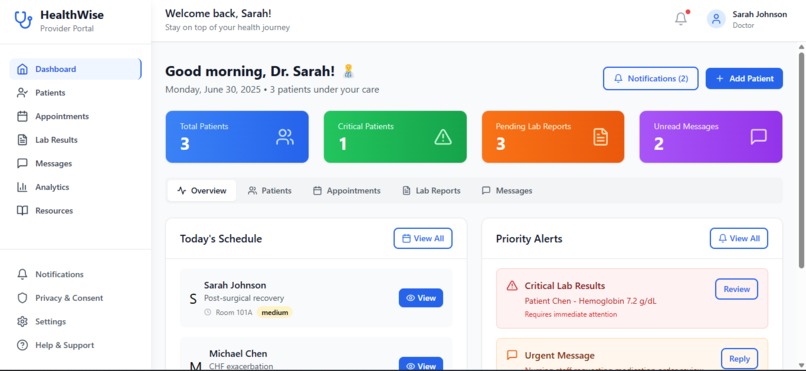 HealthWise Application – screenshot 2