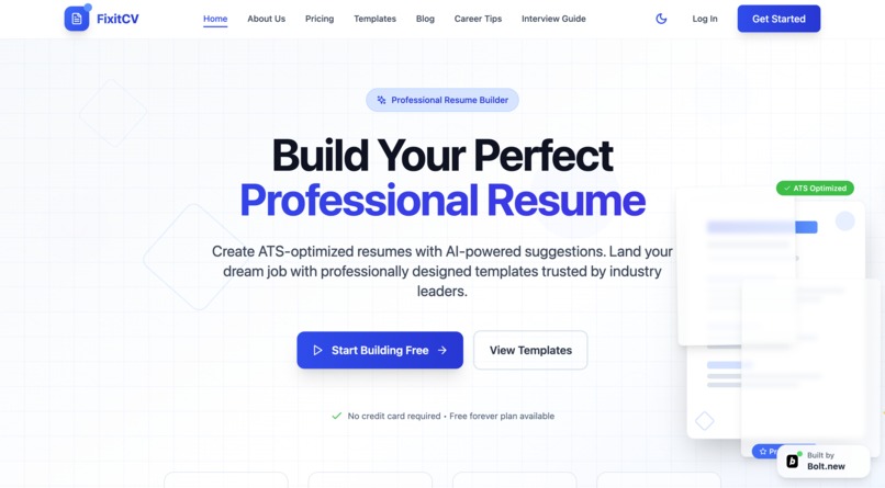 FixitCV-Build Your Perfect Professional Resume – screenshot 1
