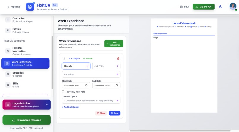 FixitCV-Build Your Perfect Professional Resume – screenshot 5
