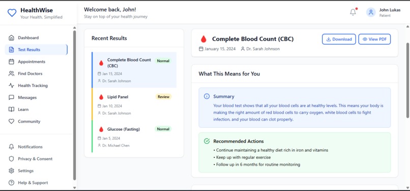 HealthWise Application – screenshot 5