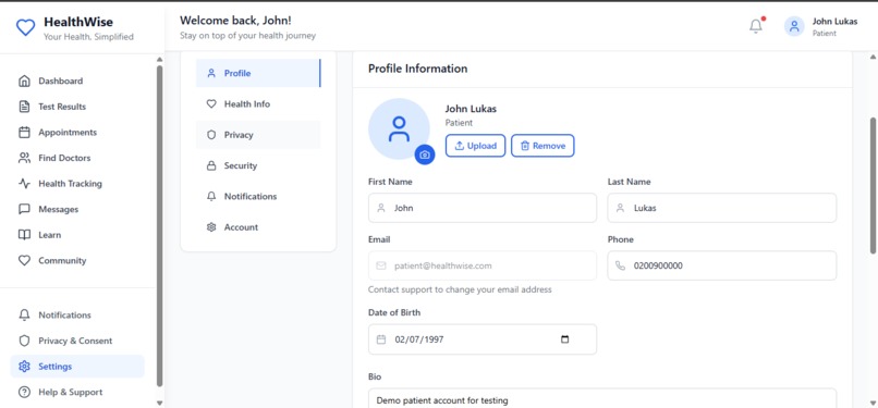 HealthWise Application – screenshot 8