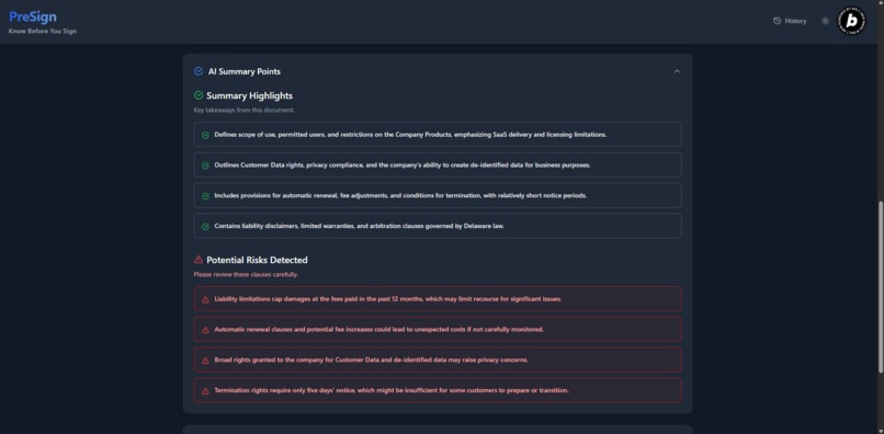 PreSign – screenshot 2