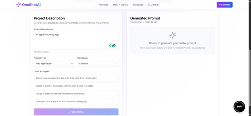 OneShotAI - An AI Prompt Writer to Build Apps in One Shot – screenshot 2