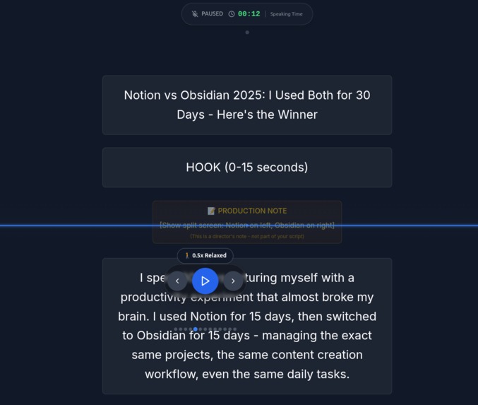 Teleprompter for Notion as Database – screenshot 1